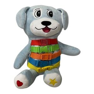 Buckle Toys Barkley Dog Blue Plush Learning Toy with Colorful Buckles